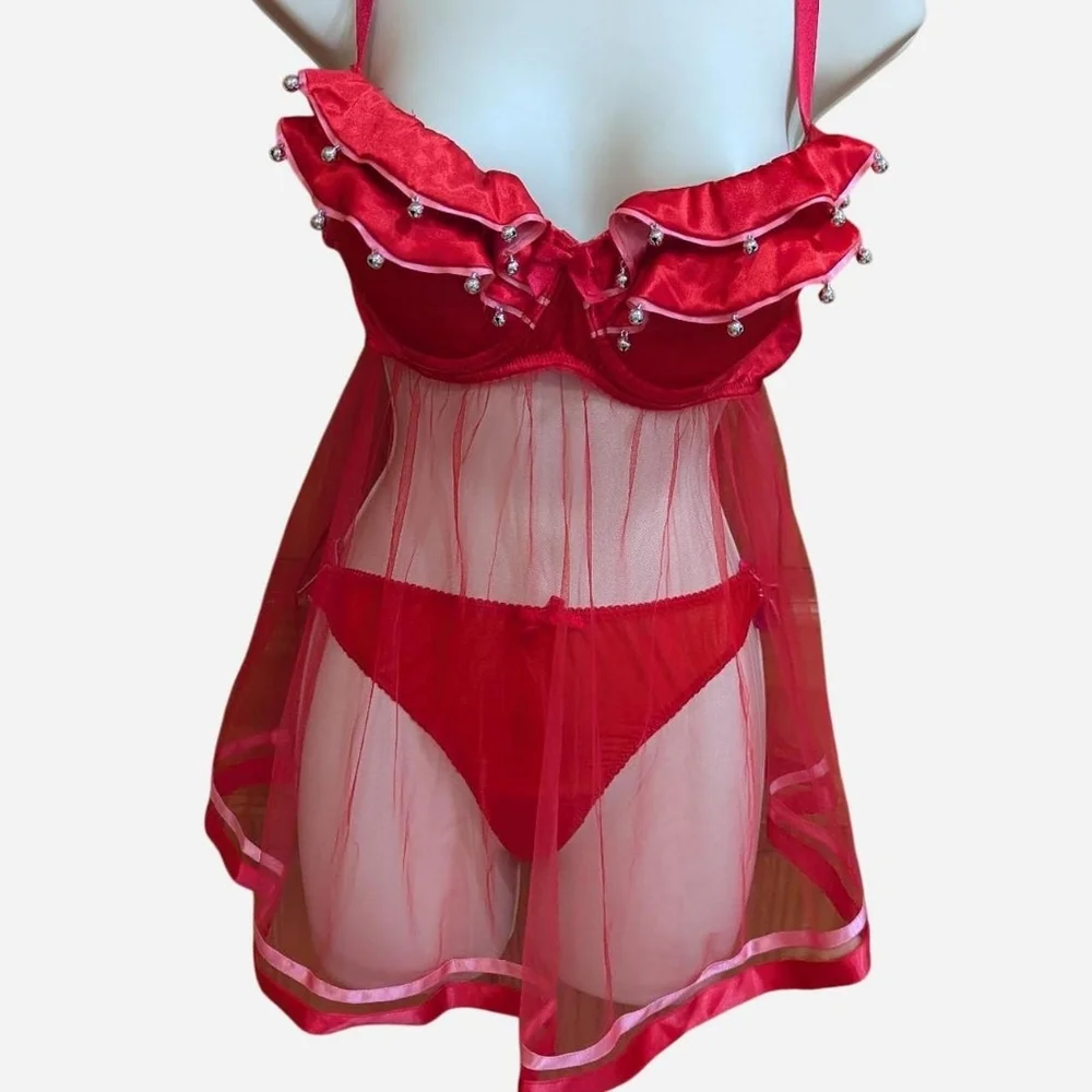 Victoria's Secret "Sexy Little Things" Christmas Babydoll with Jingle Bells - Picture 4 of 10
